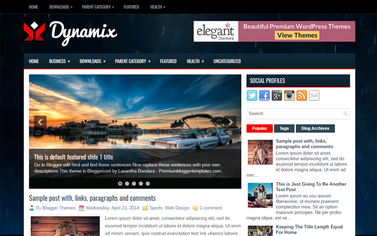 Dynamix Mobile Friendly Responsive Blogger Template