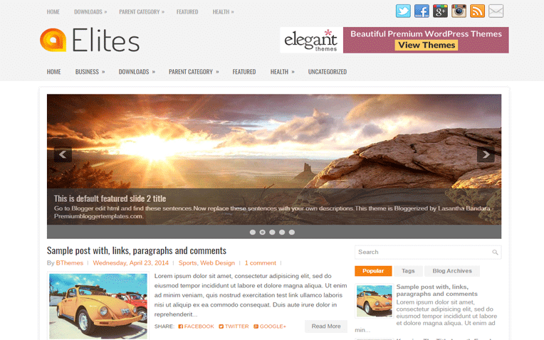 Elites Magazine Clean Personal Blogger Template