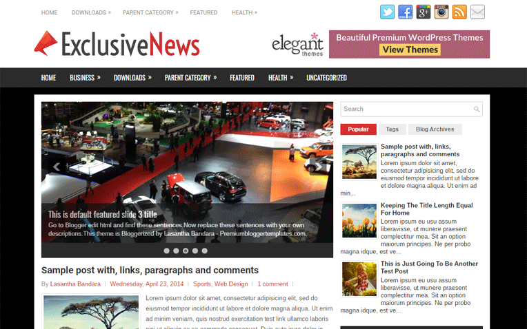 ExclusiveNews Clean Magazine Blogger Template