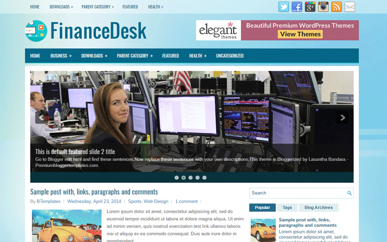 FinanceDesk Personal Magazine Blogger Template