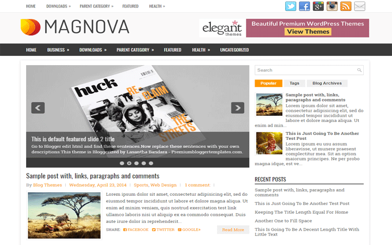 MagNova Magazine Friendly Simple Blogger Template