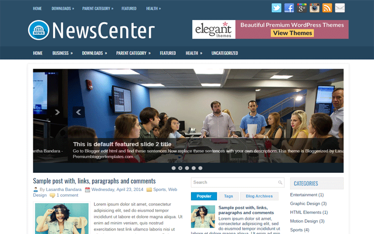 NewsCenter Elegant Responsive Blogger Template