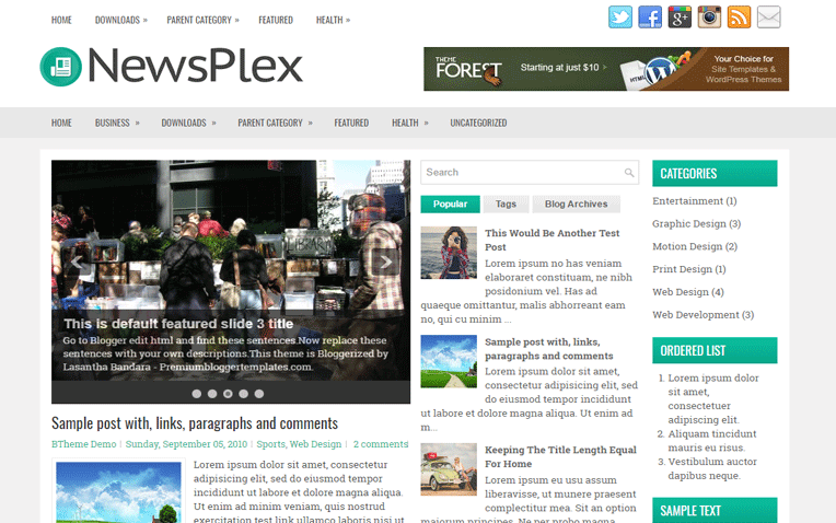 NewsPlex Premium Professional Blogger Template