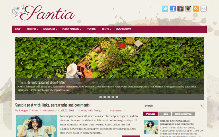Santia Clean Amazing Responsive Blogger Template