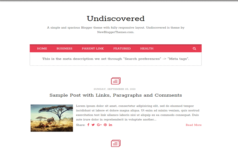 Undiscovered Spacious Magazine Blogger Template