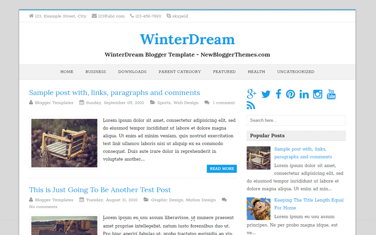 WinterDream Simple Responsive Blogger Template