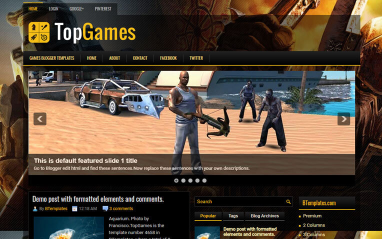 TopGames Gaming Responsive Blogger Template
